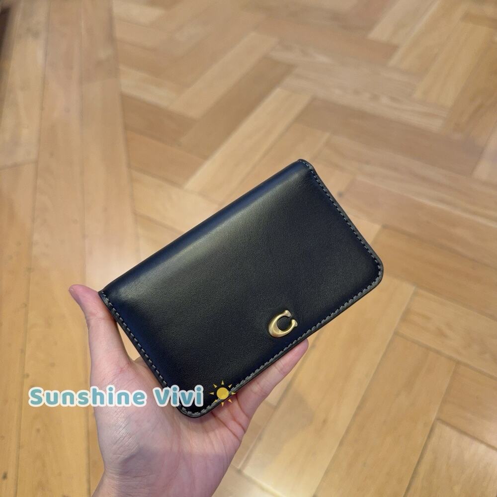 NWT Coach Essential Slim Card Case Wallet CR990 in Leather Brass/black